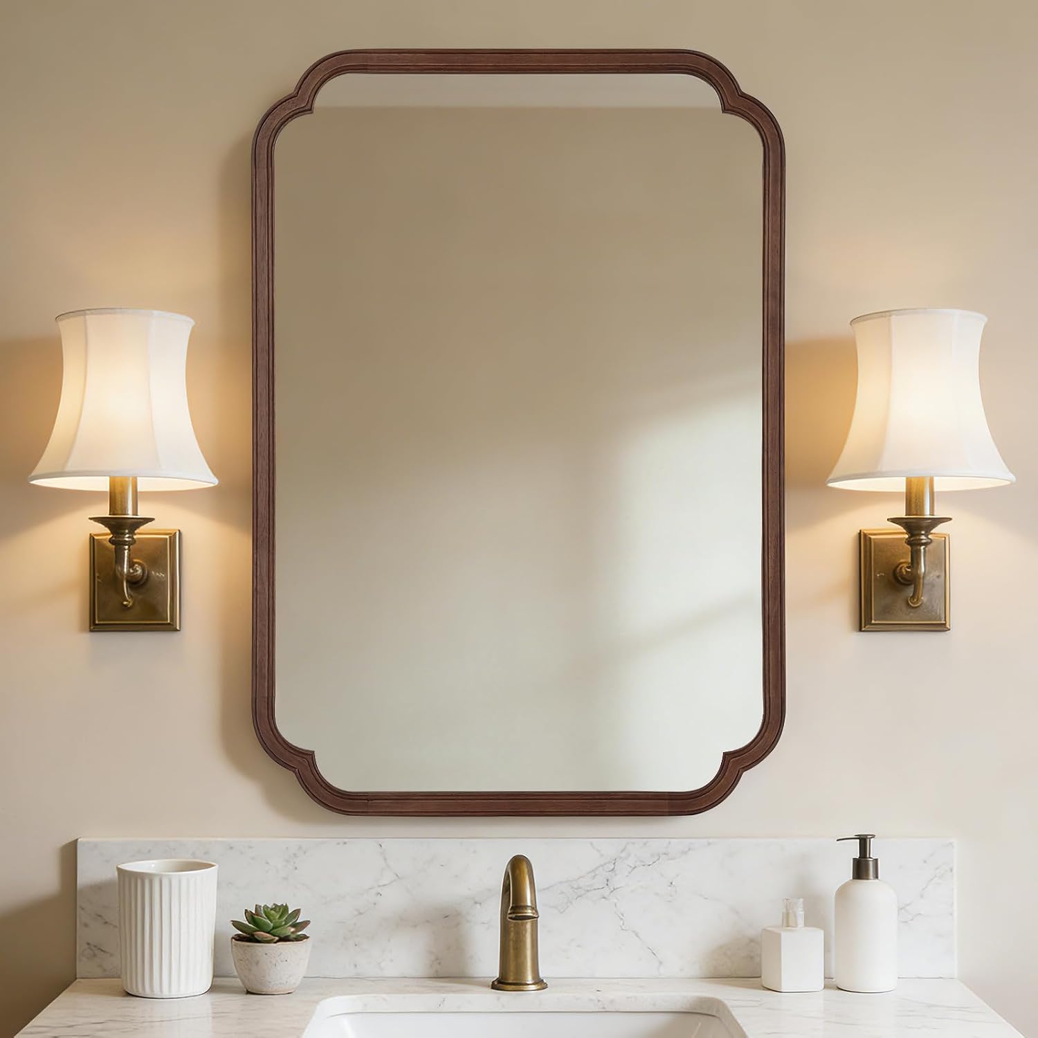 Home Living Bathroom Vanity - กระจกห้องน้ำไม้ขนาด 28