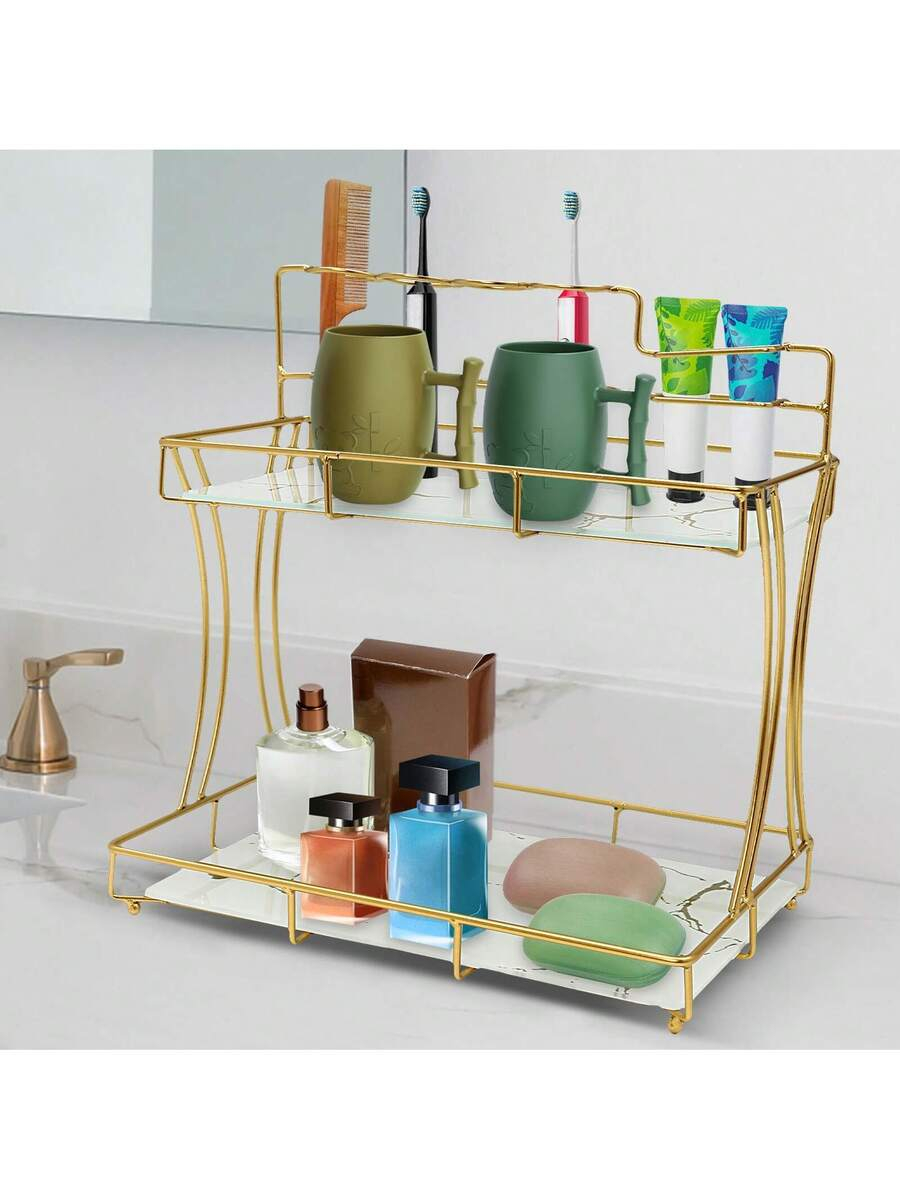 Home Living Bathroom Vanity - RAINAUT GDRASUYA10 ชั้นวางเครื่องสำอาง 2 ชั้น อุปกรณ์จัดระเบียบห้องน้ำ
