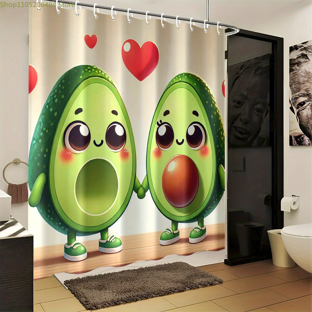 Home Bathroom Design Ideas - ม่านอาบน้ำลายอะโวคาโดน่ารัก ดีไซน์ผลไม้คาวาอี้ ผ้ากันน้ำสำหรับตกแต่งบ้าน ไอเดียห้องน้ำแสนอบอุ่น