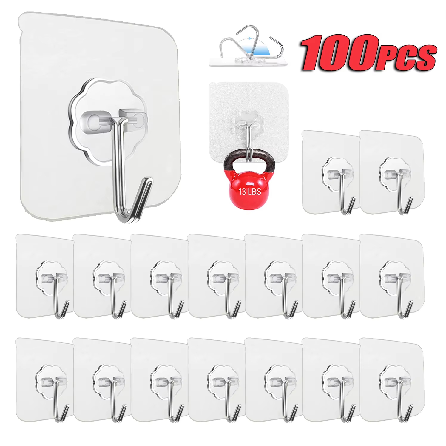 Towel Bar Stainless - ตะขอติดผนังกาวใสทำจากสแตนเลส ทนทานรับน้ำหนักหลายอย่าง สำหรับแขวนผ้าเช็ดตัว เสื้อผ้า กุญแจ จัดเก็บของครัว