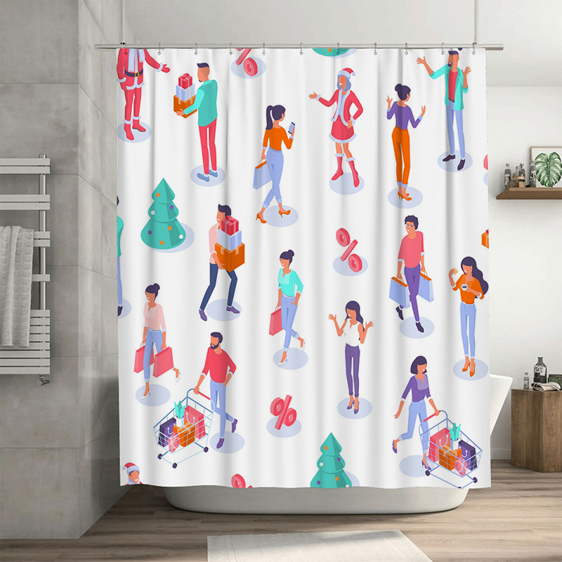 Home Bathroom Design Ideas - ชุดตกแต่งห้องน้ำพร้อมม่านกั้นอาบน้ำลาย TU Shopping Lovers ดีไซน์ทันสมัย ของตกแต่งบ้านสไตล์โมเดิร์น