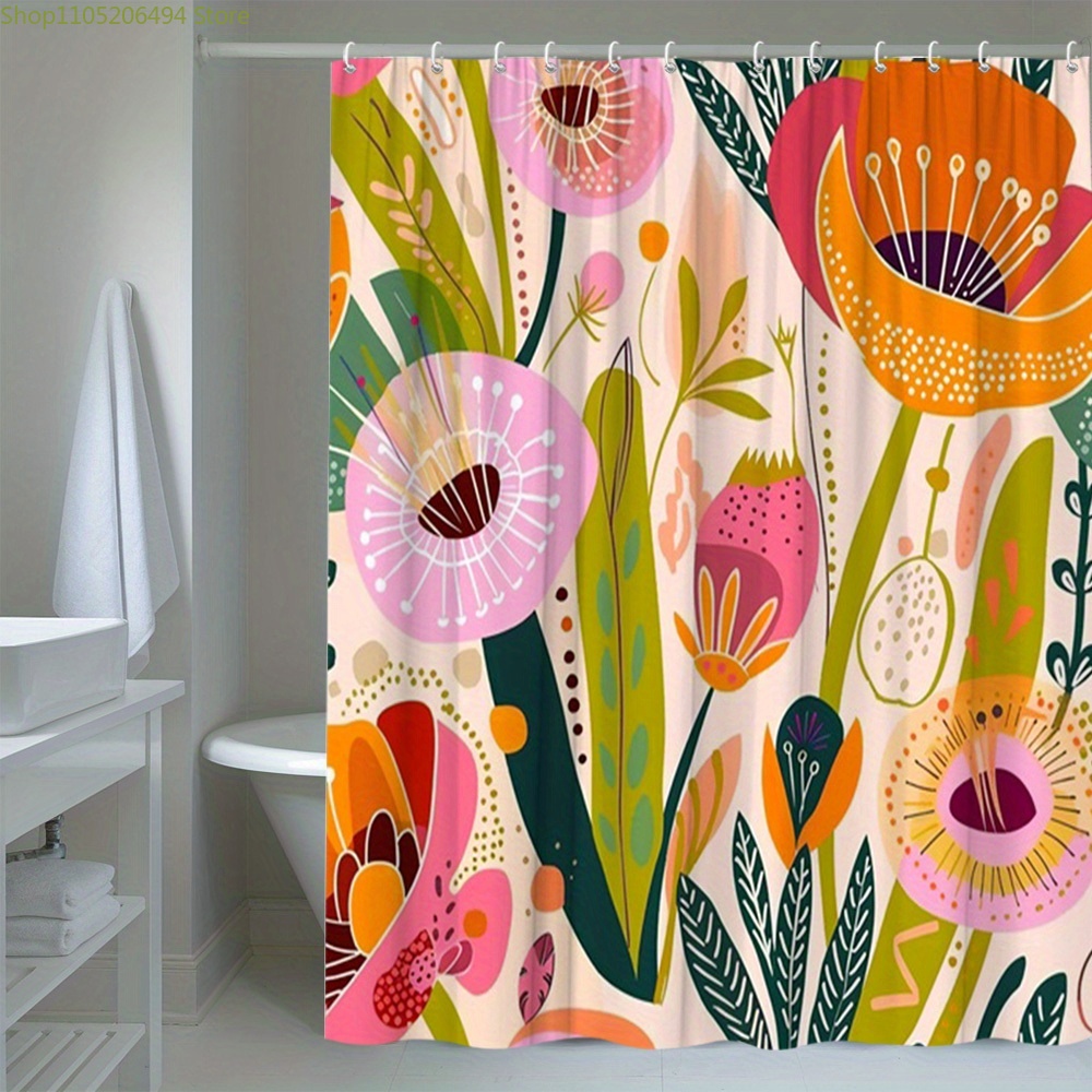 ม่านอาบน้ำลายดอกไม้สีสันสดใส ด - Home Bathroom Design Ideas บทวิจารณ์และราคา