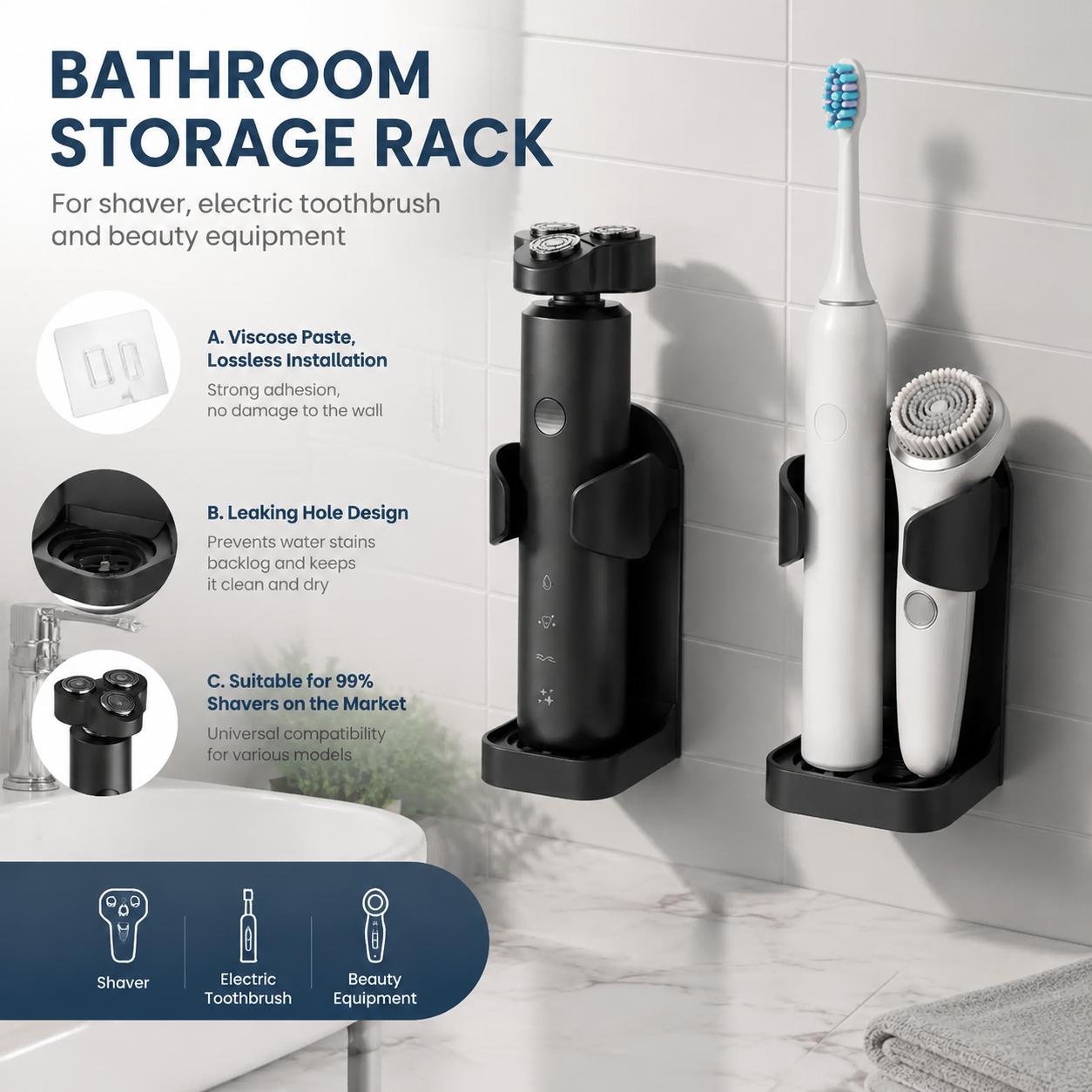ที่วางแปรงสีฟันแบบติดผนัง กันน - Home Essentials Bathroom Organizer บทวิจารณ์และราคา