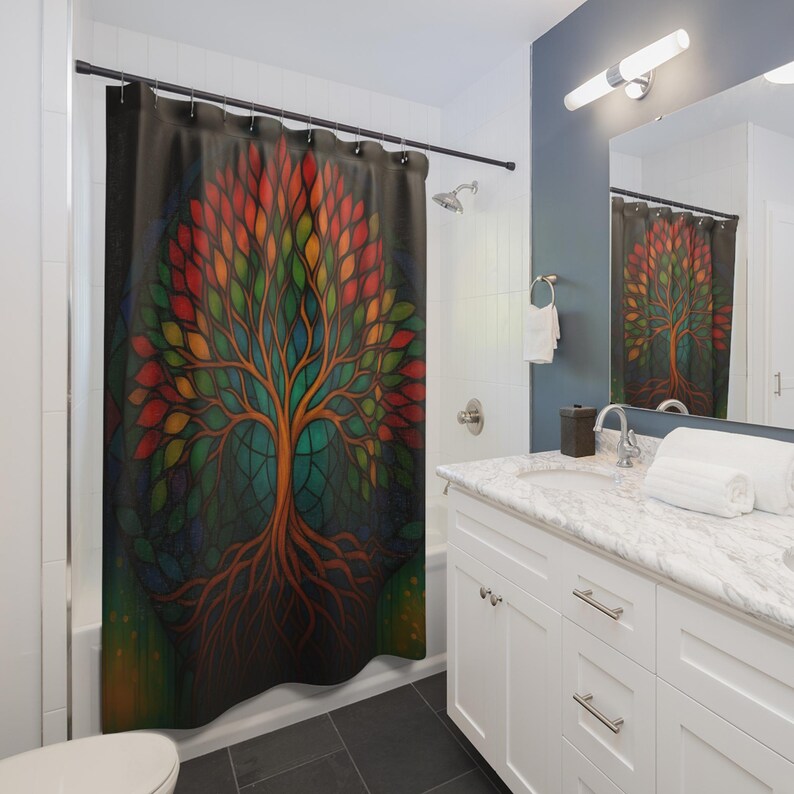 ม่านอาบน้ำลายต้นไม้แห่งชีวิตแบ - Home Bathroom Design Ideas บทวิจารณ์และราคา