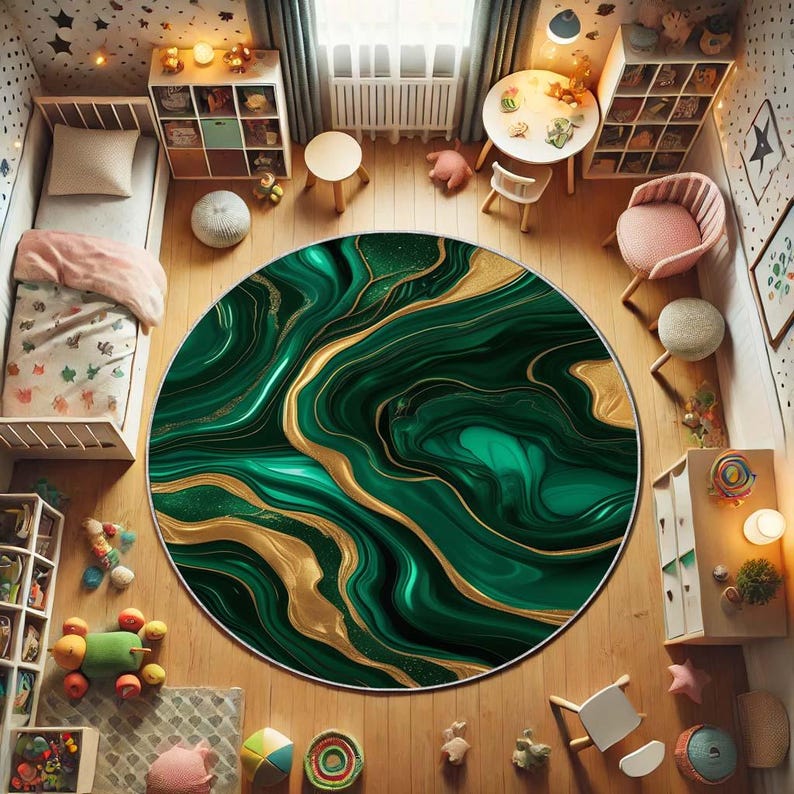 พรมกลมสีเขียวมรกตลายมอส  พรมโบ - Home Bathroom Design Ideas บทวิจารณ์และราคา