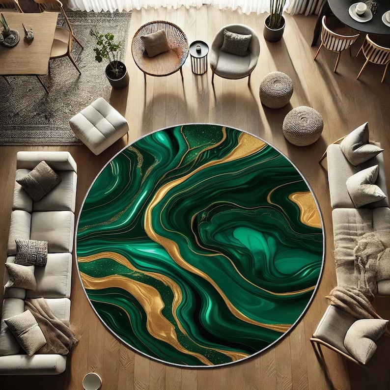 พรมกลมสีเขียวมรกตลายมอส  พรมโบ - Home Bathroom Design Ideas บทวิจารณ์และราคา