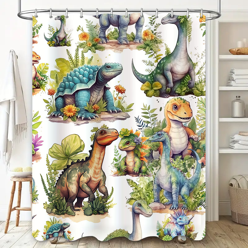 ผ้าม่านอาบน้ําไดโนเสาร์สีสันสด - Home Bathroom Design Ideas บทวิจารณ์และราคา