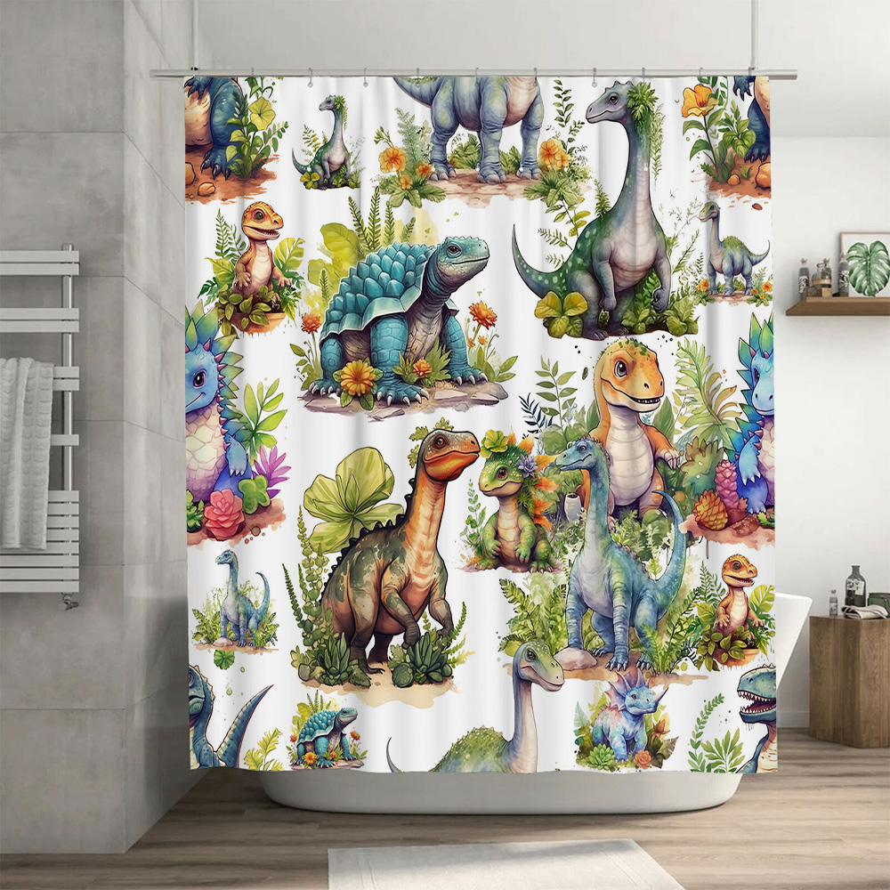 ผ้าม่านอาบน้ําไดโนเสาร์สีสันสด - Home Bathroom Design Ideas บทวิจารณ์และราคา
