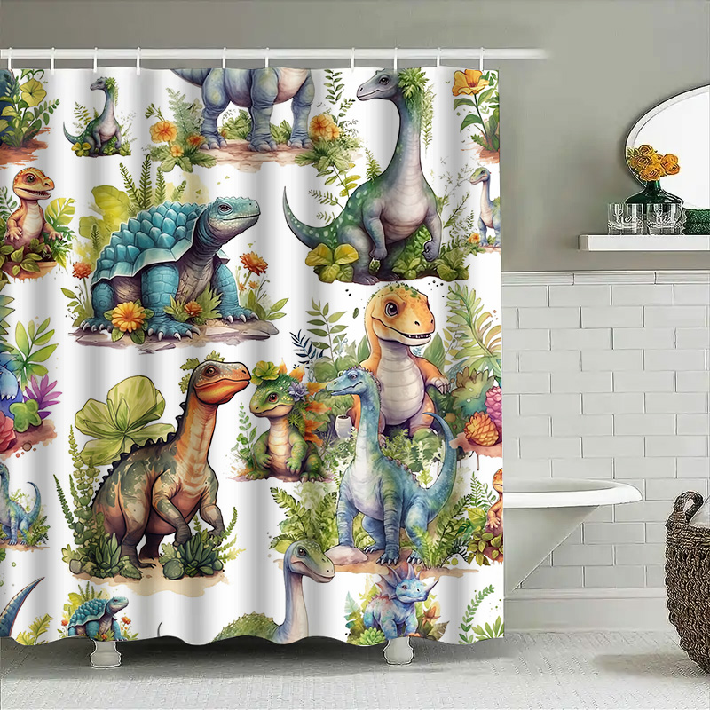 ผ้าม่านอาบน้ําไดโนเสาร์สีสันสด - Home Bathroom Design Ideas บทวิจารณ์และราคา