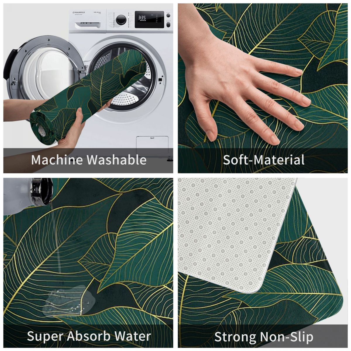 พรมเช็ดเท้าลายใบปาล์มกันลื่น ซ - Home Bathroom Images บทวิจารณ์และราคา