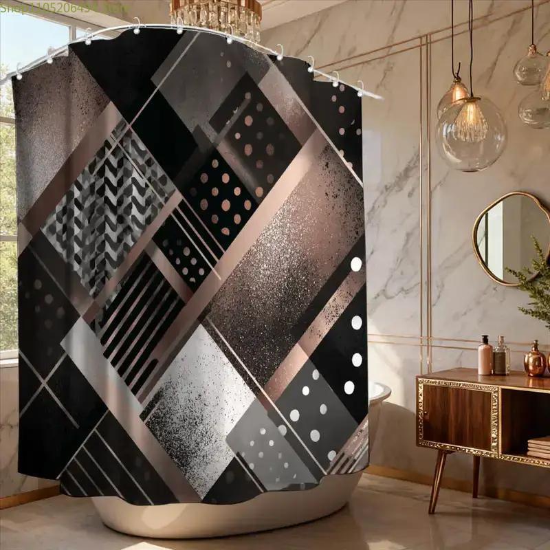 ม่านอาบน้ำลายเรขาคณิตสมัยใหม่  - Home Bathroom Design Ideas บทวิจารณ์และราคา