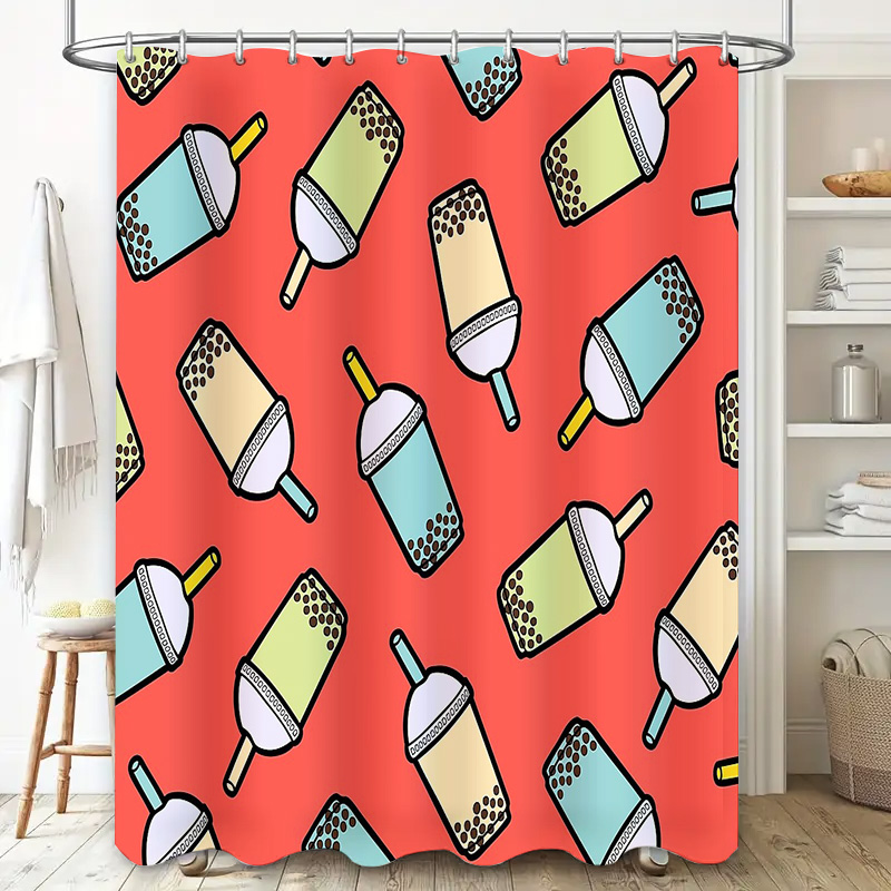ม่านอาบน้ำลายชานมไข่มุกสุดน่าร - Home Bathroom Design Ideas บทวิจารณ์และราคา
