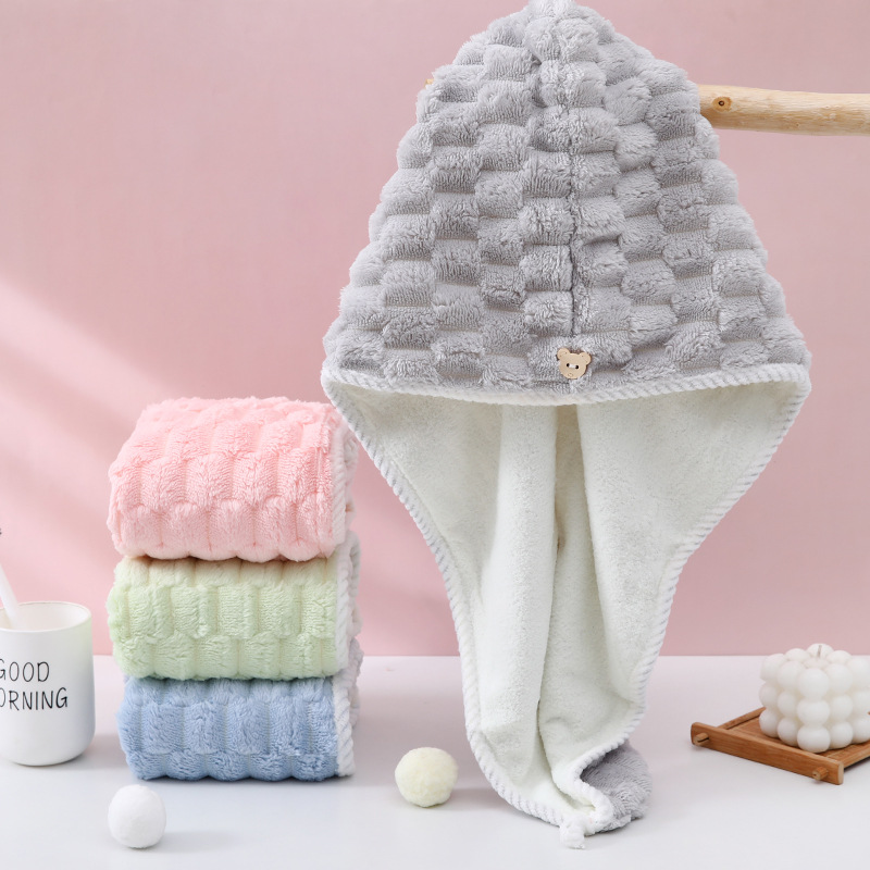 หมวกคลุมผมแห้งทำจากผ้าคอรัลฟลี - Home Bathroom Towels บทวิจารณ์และราคา